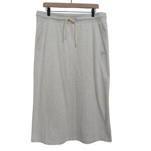GAP Womens Sz L Light Heather Gray Knit Drawstring Midi Skirt Lounge Skirt